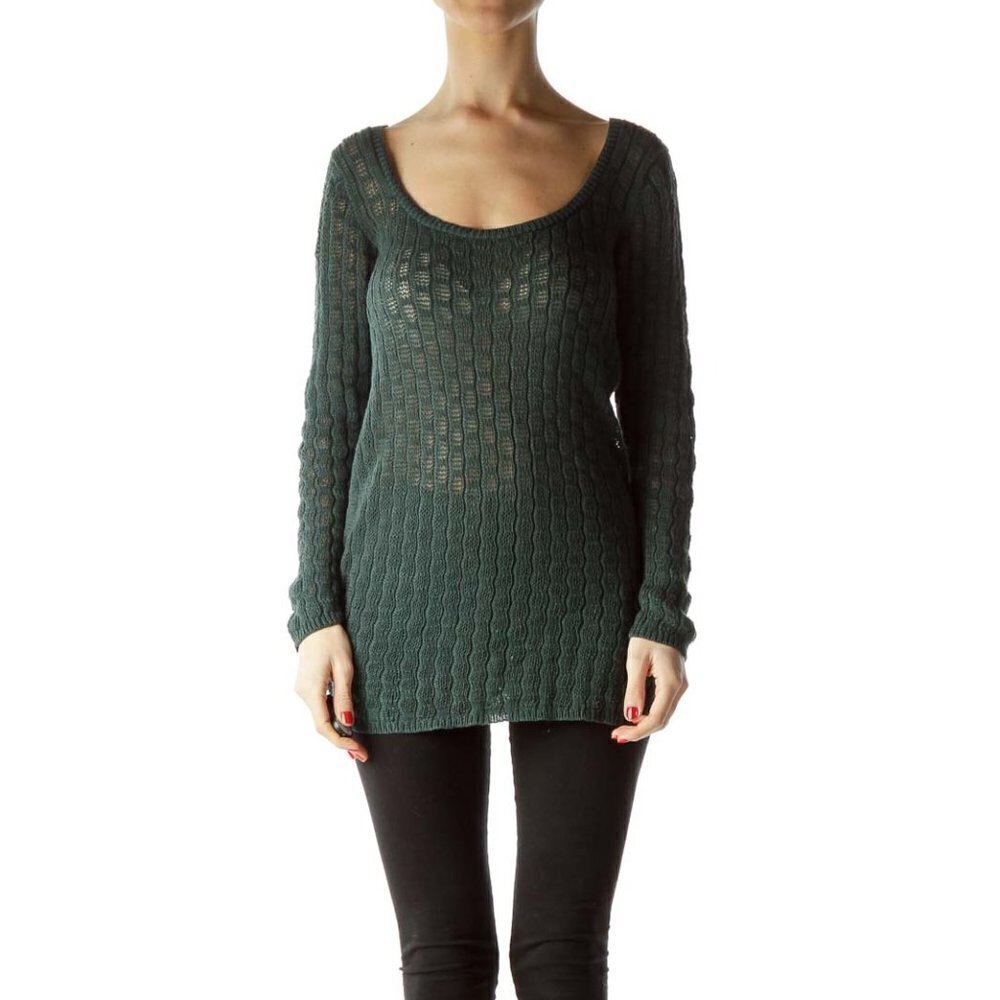 Erica Tanov Green Knitted Long Sleeve Sweater